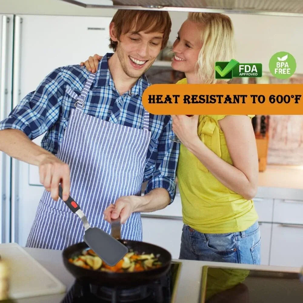 4-Pack SpatulasHeat Resistant Set Nonstick Cooking Utensils BPA Free Rubber